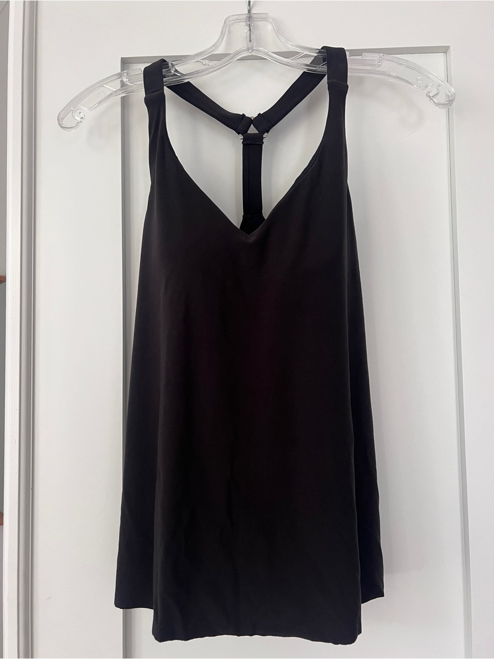 Black Racerback Swim Tank with Center T-Strap